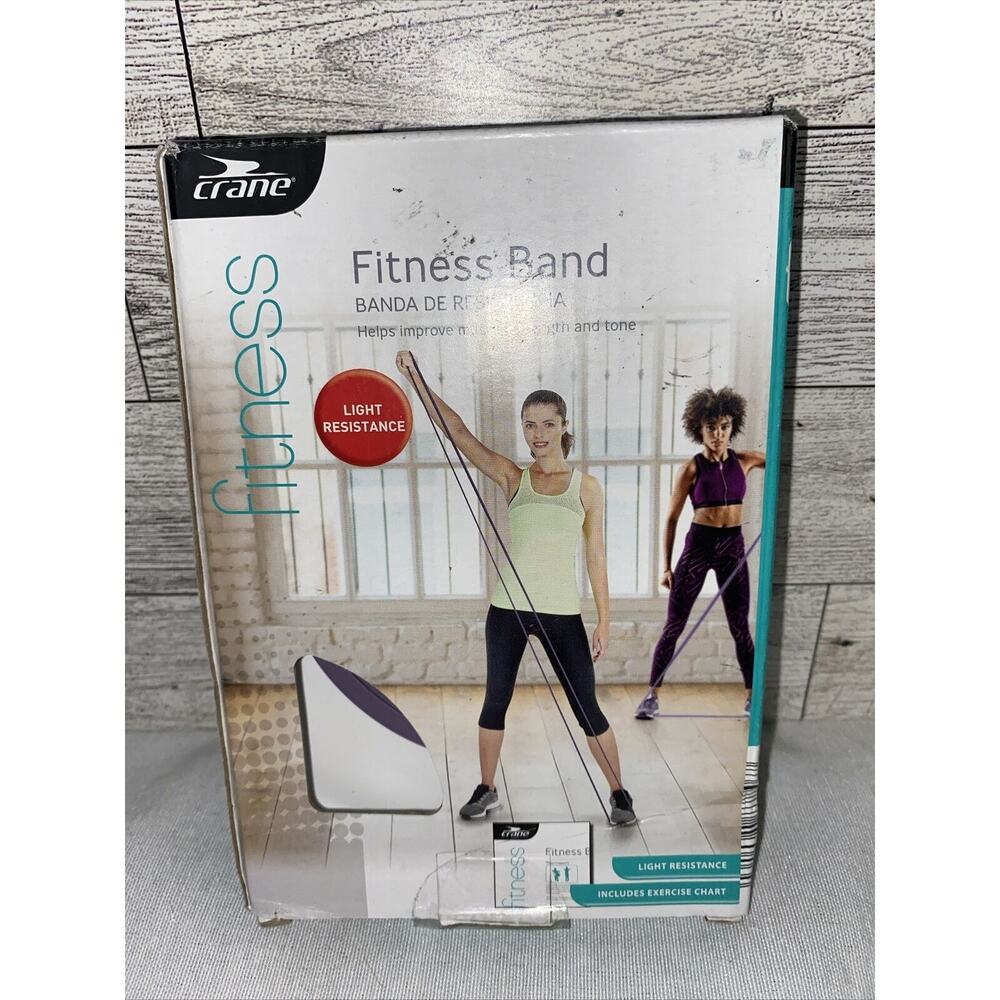 Crane Purple Fitness Band Light Resistance Exercise Work Out plus Chart